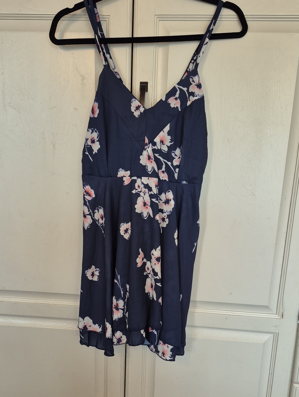 Navy Floral Spaghetti-Strap Dress